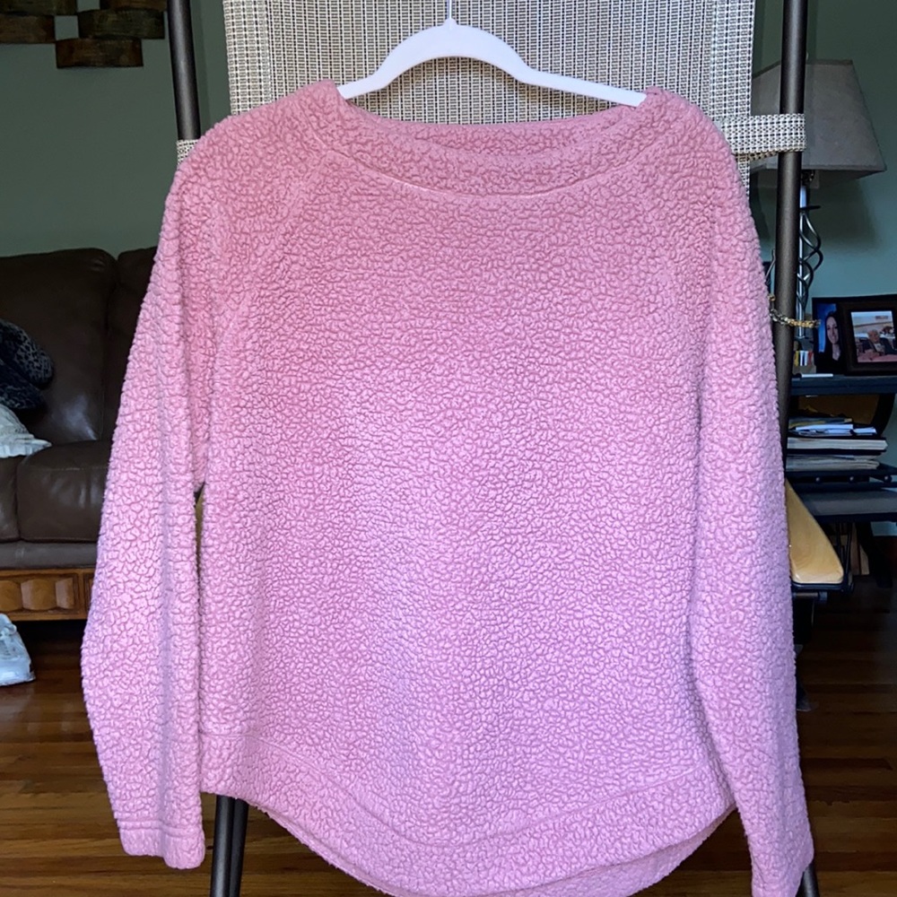 Pink sherpa crew neck sweatshirt